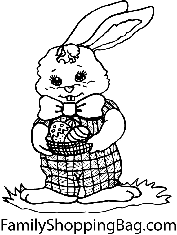 Easter Bunny with Basket Coloring Pages