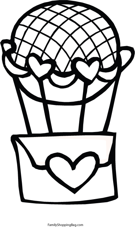 Envelope Heart Air Balloon Coloring Pages