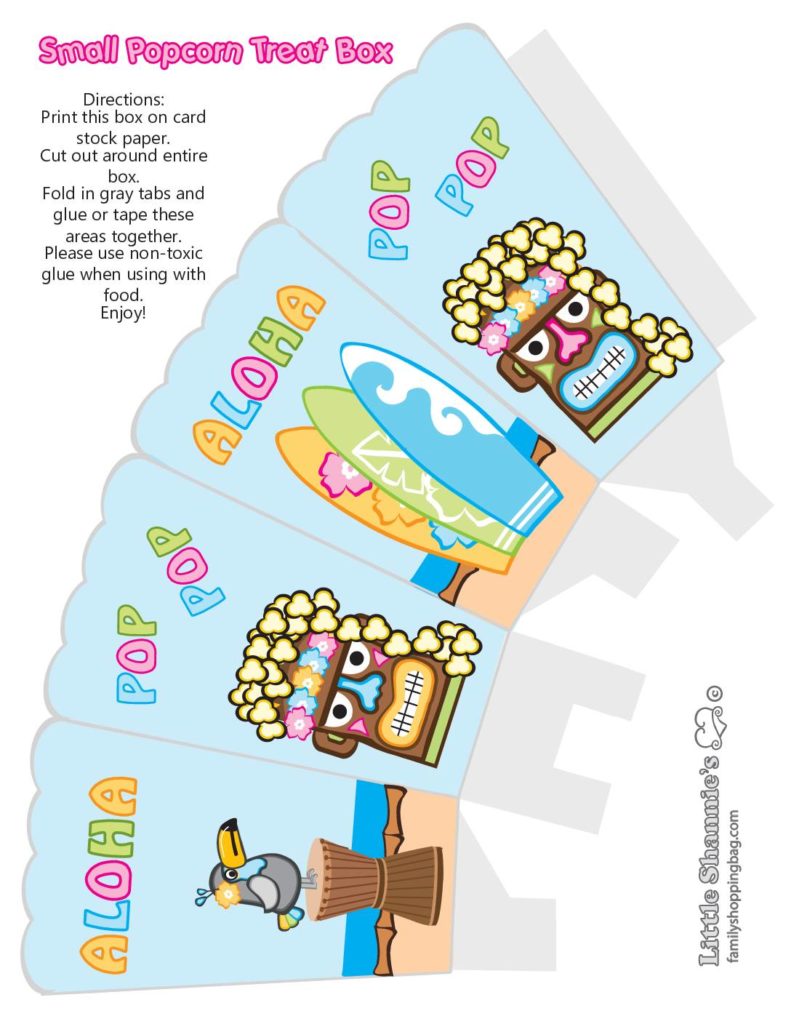 Favor Box Popcorn Luau  pdf