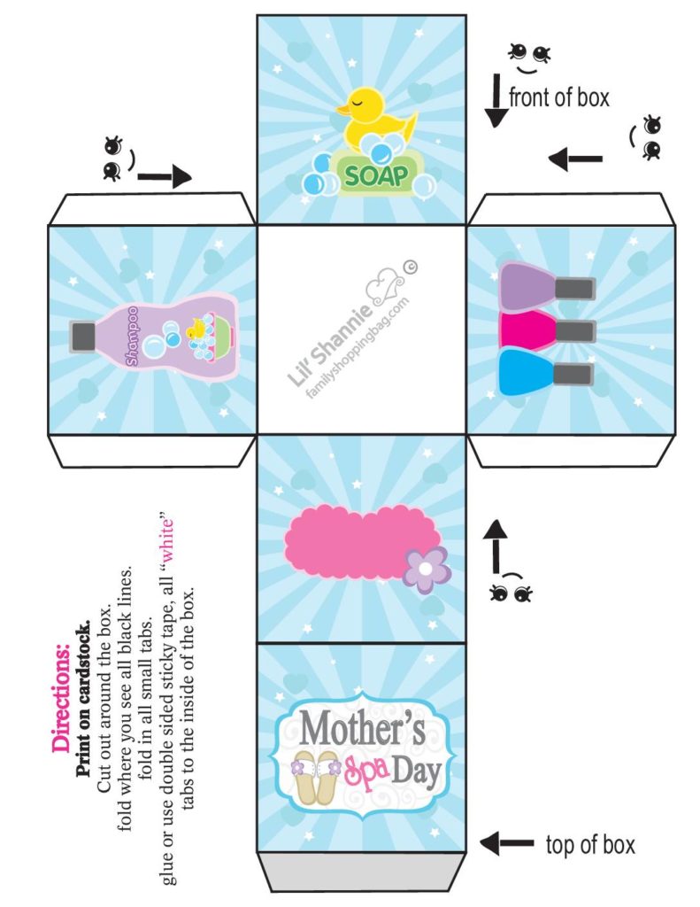 Favor Box Small Moms Spa Day  pdf