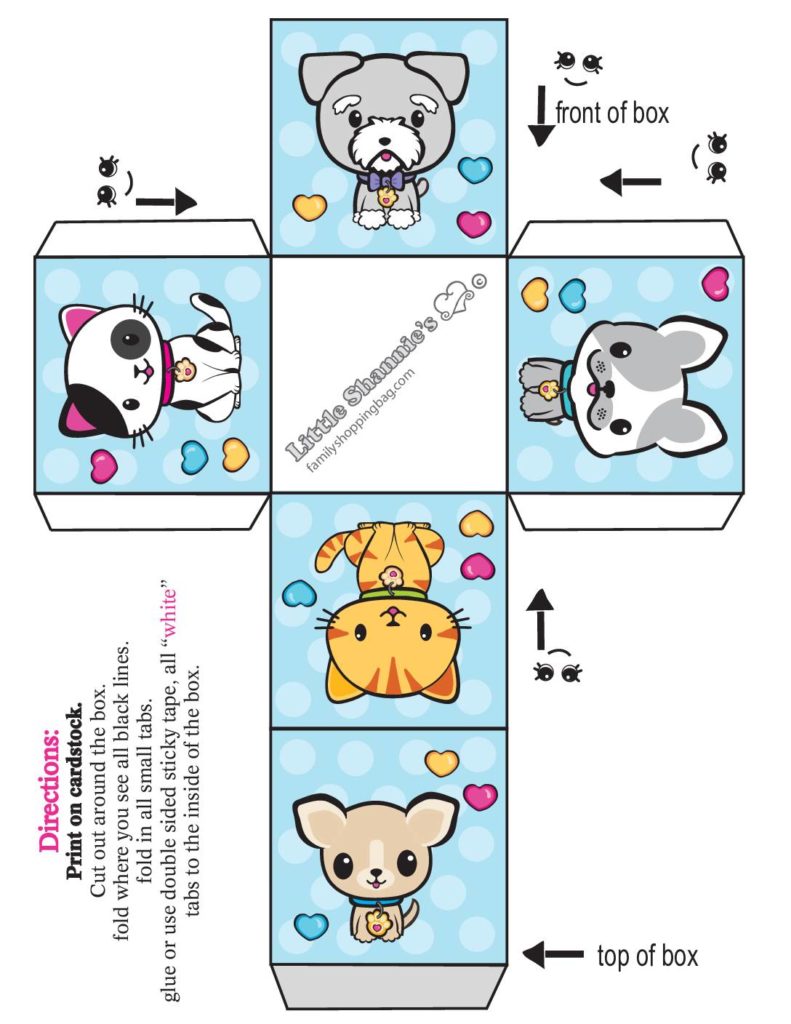 Favor Box Small Valentine Pups and Kittens  pdf