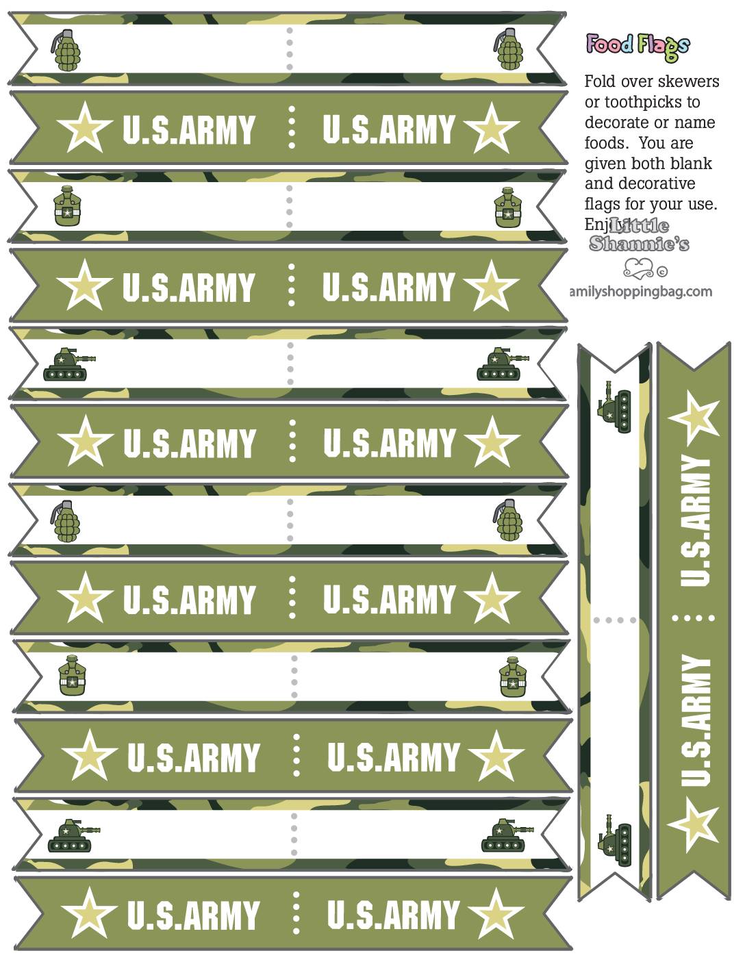 Food Flags army Cupcake Wrappers