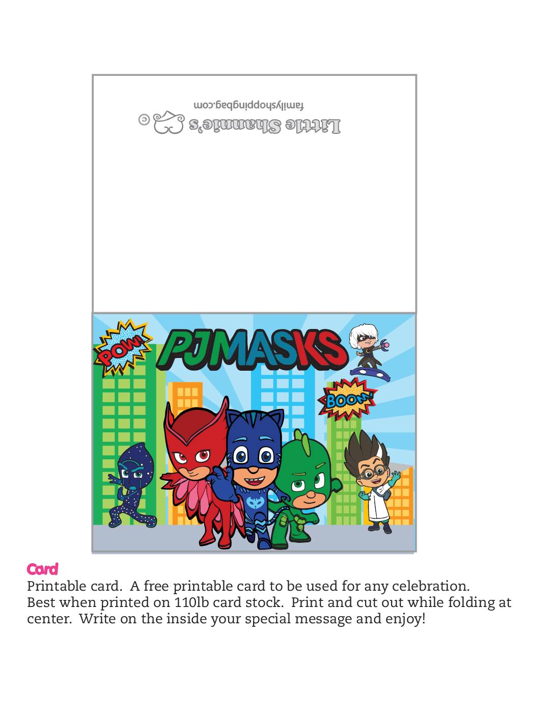 Gift Card PJ Masks Invitations