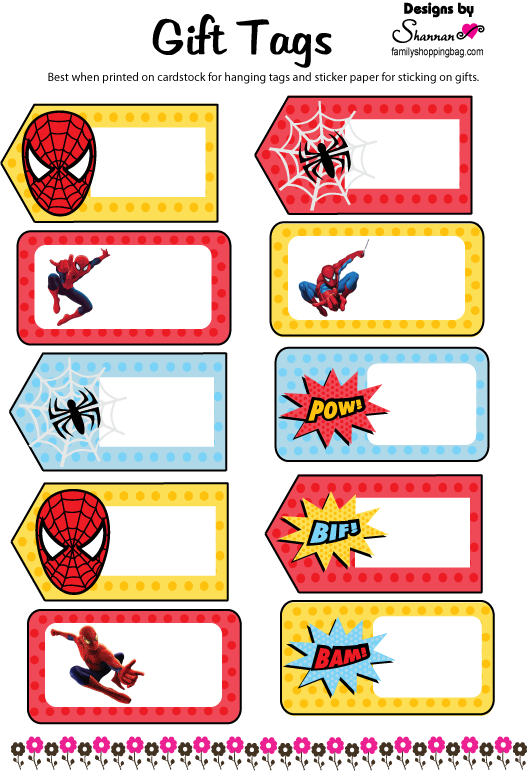 Spider Man Gift Tags Gift Tags