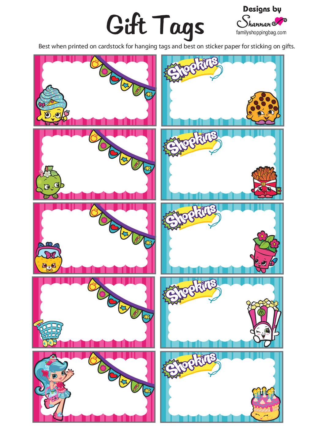 Shopkins Gift Tags Gift Tags