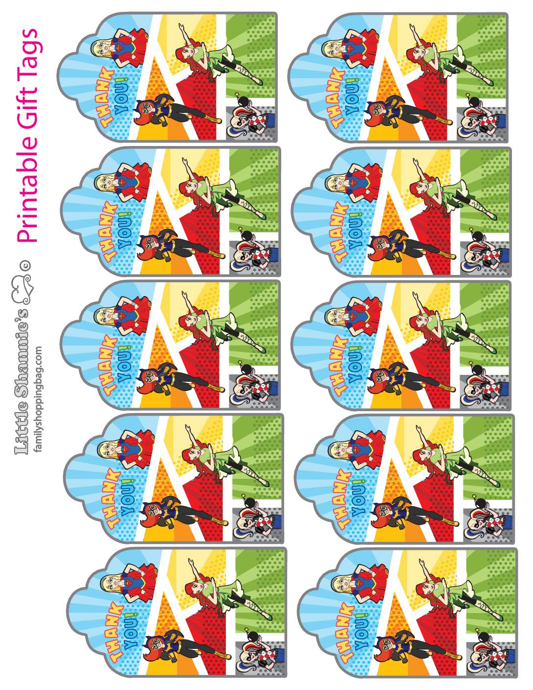 Gift Tags DC Super Hero Girls Gift Tags