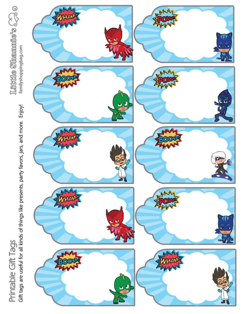 Gift Tags PJ Masks  pdf