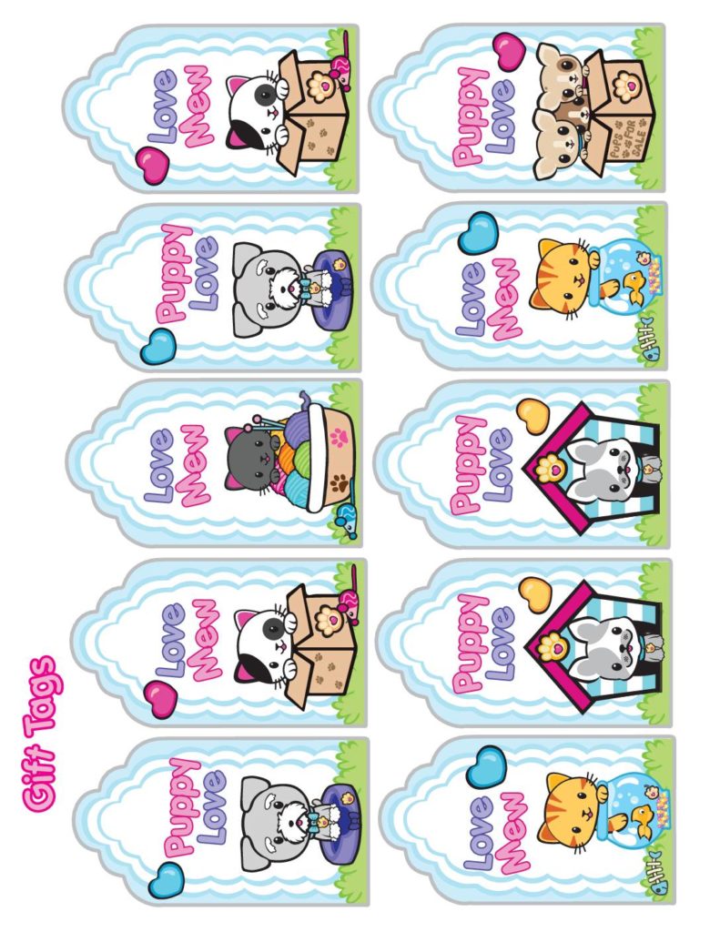 Gift Tags Valentine Pups and Kittens  pdf