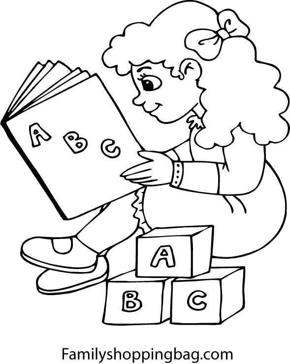 Girl Reading with Blocks