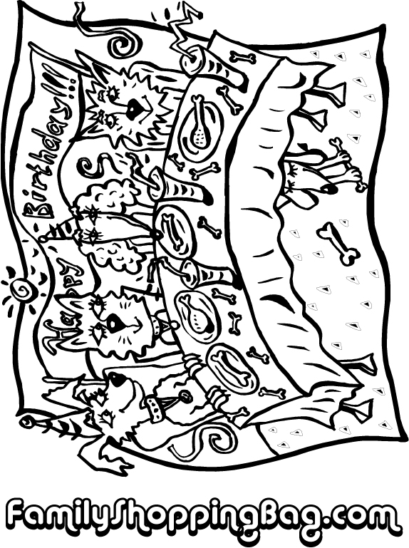 Group Dog Party Coloring Pages
