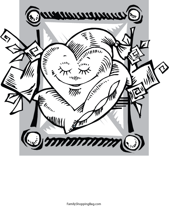 Heart on Pillow Coloring Pages