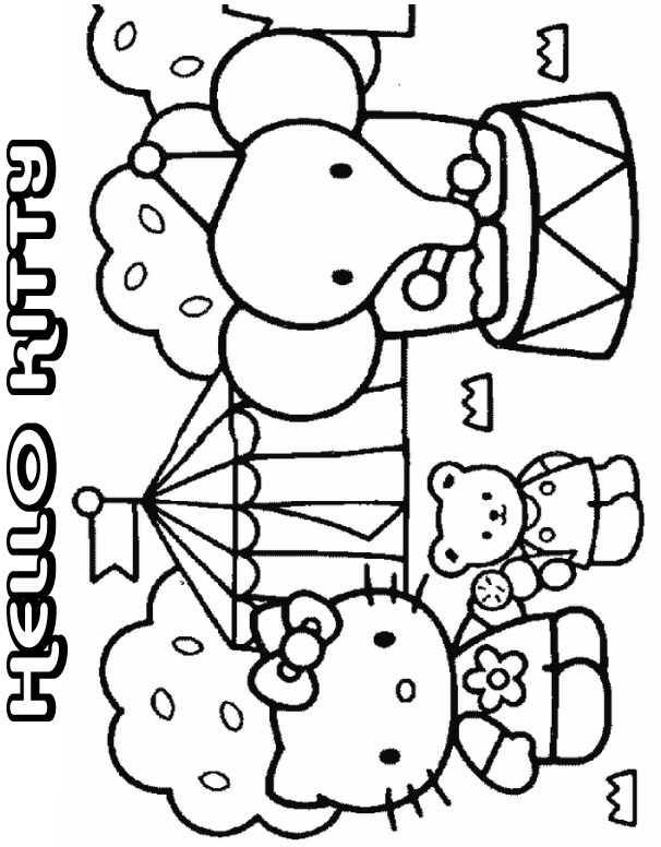Hello Kitty In The Circus Coloring Pages