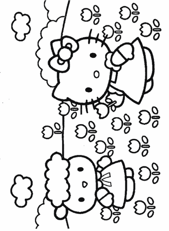 Hello Kitty and Friend Coloring Pages