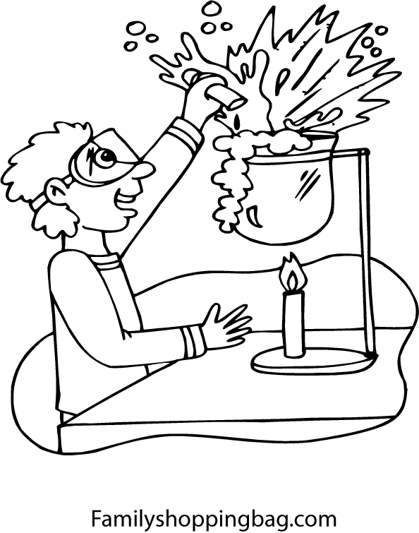 Kid in Science Room Coloring Pages