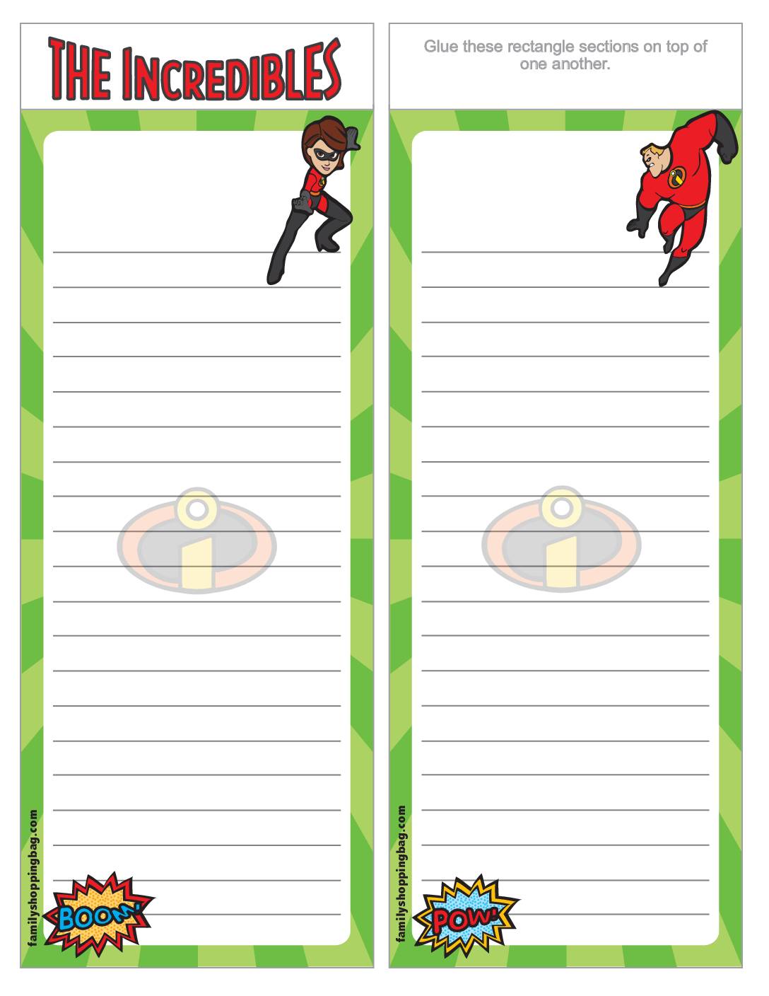 List Paper Incredibles Stationery