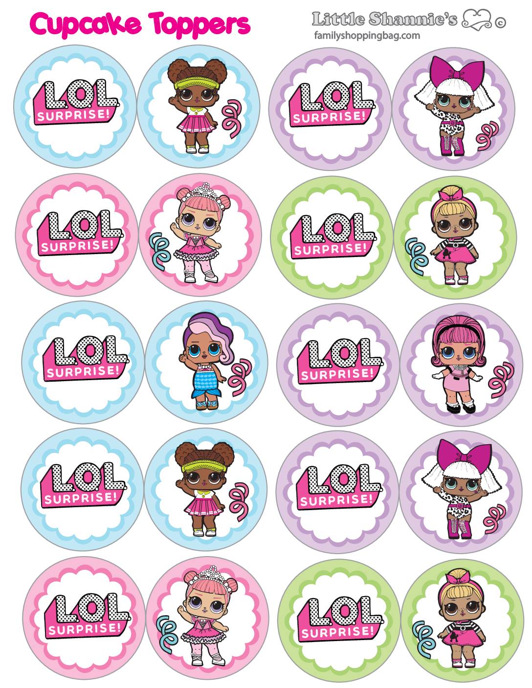 Lol Surprise Cupcake Toppers  pdf