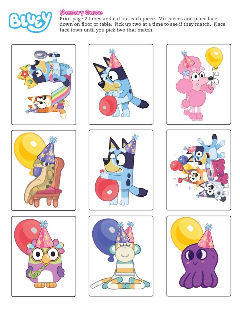 Memory Game Bluey  pdf