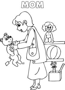 Mother Shopping Coloring Pages