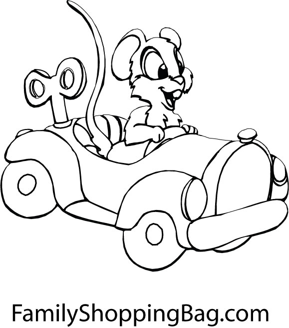 Mouse Driving Car Coloring Pages