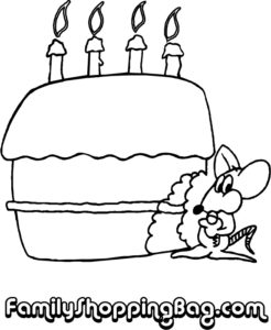 Mouse Eating Cake Coloring Pages