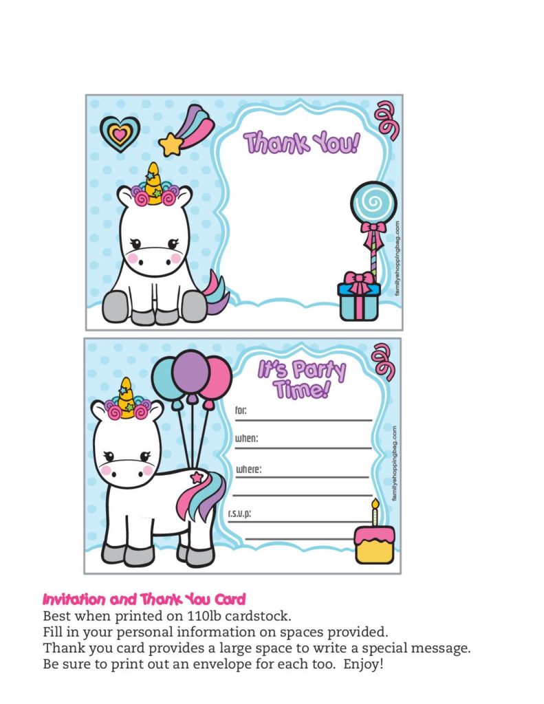 Party Invitations Unicorn  pdf