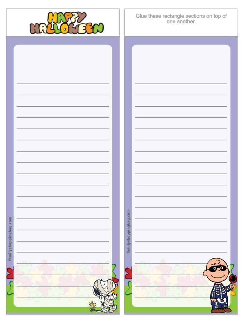 Party List Paper Peanuts Halloween  pdf