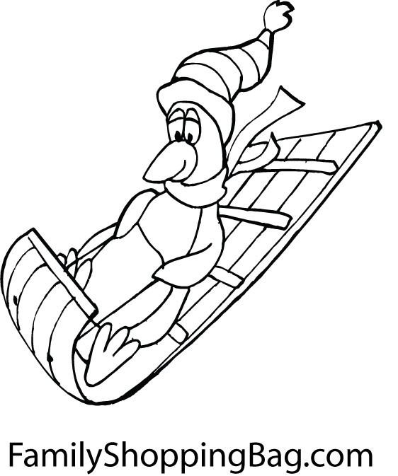 Penguin on Sled Coloring Pages