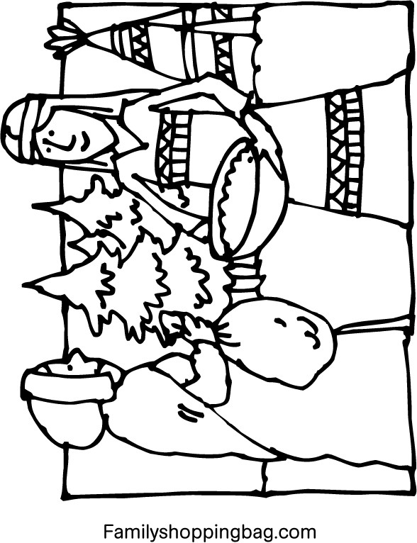 Pilgrim and Native American Girl Coloring Pages