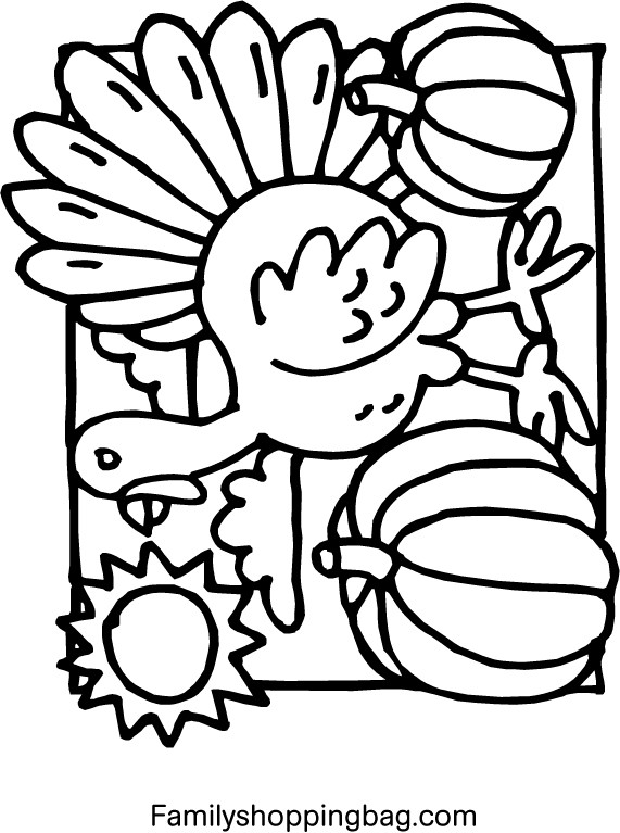 Pilgrim and Pumpkins Coloring Pages
