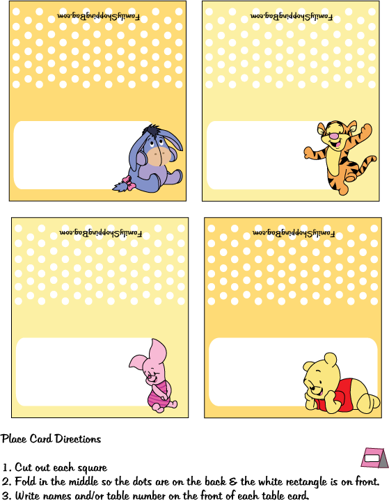 Winnie the Pooh Place Card Place Cards
