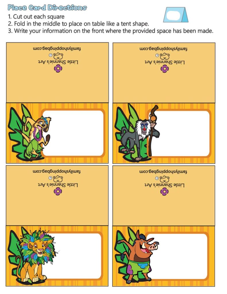 Place Card Lion King  pdf