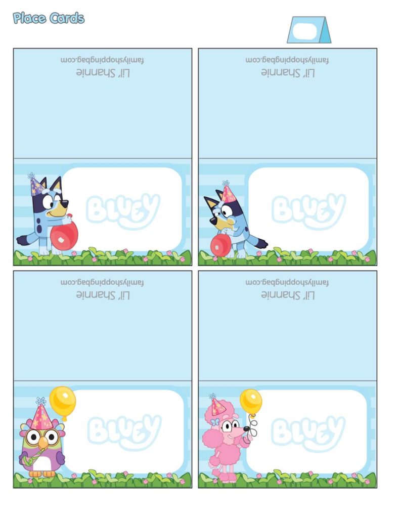 Place Cards Bluey  pdf