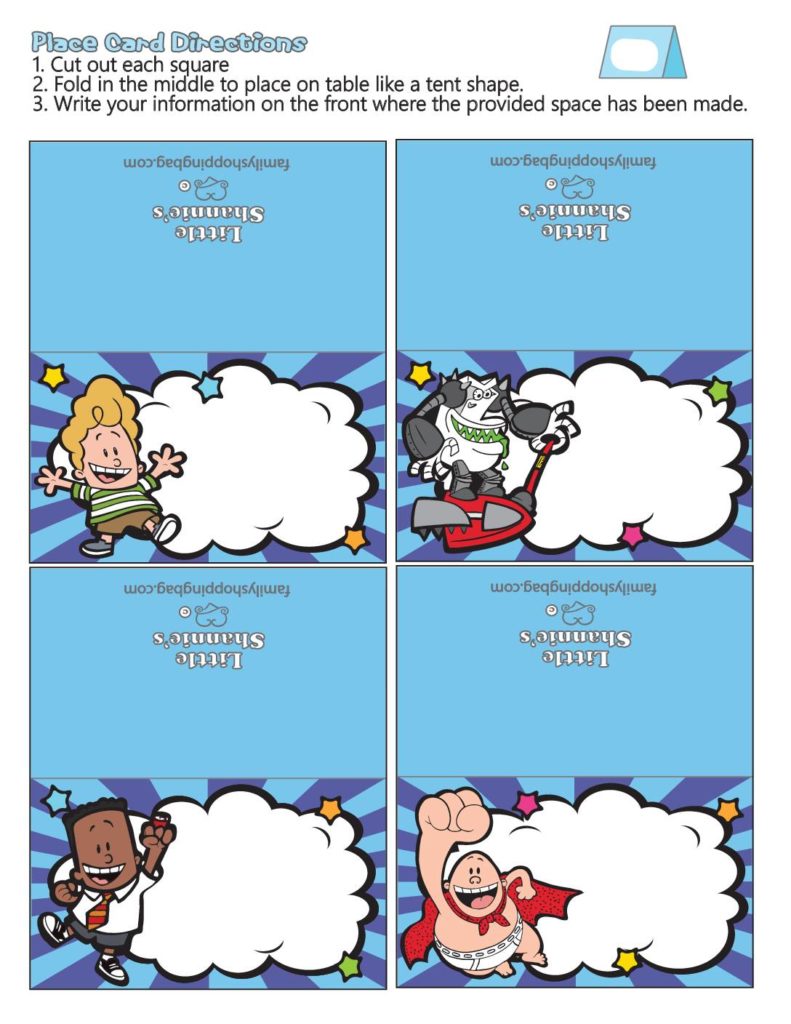 Place Cards Captain Underpants  pdf