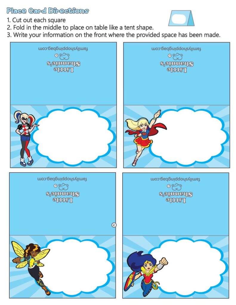 Place Cards DC Super Stickers  pdf