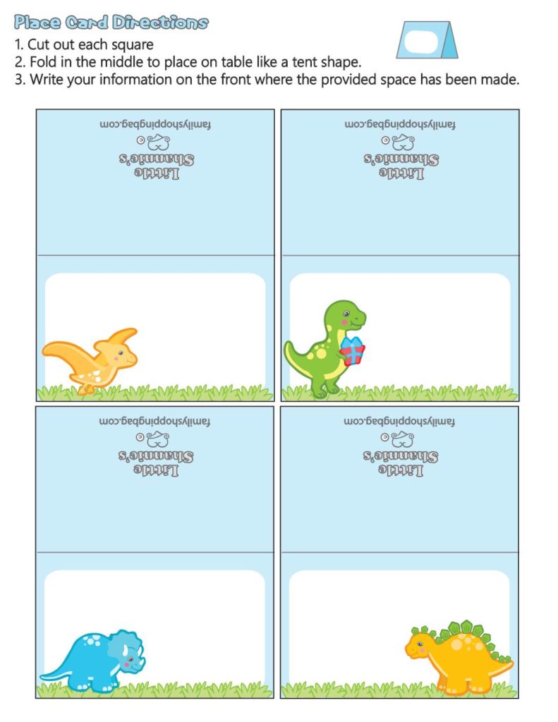 Place Cards Dinosaur  pdf
