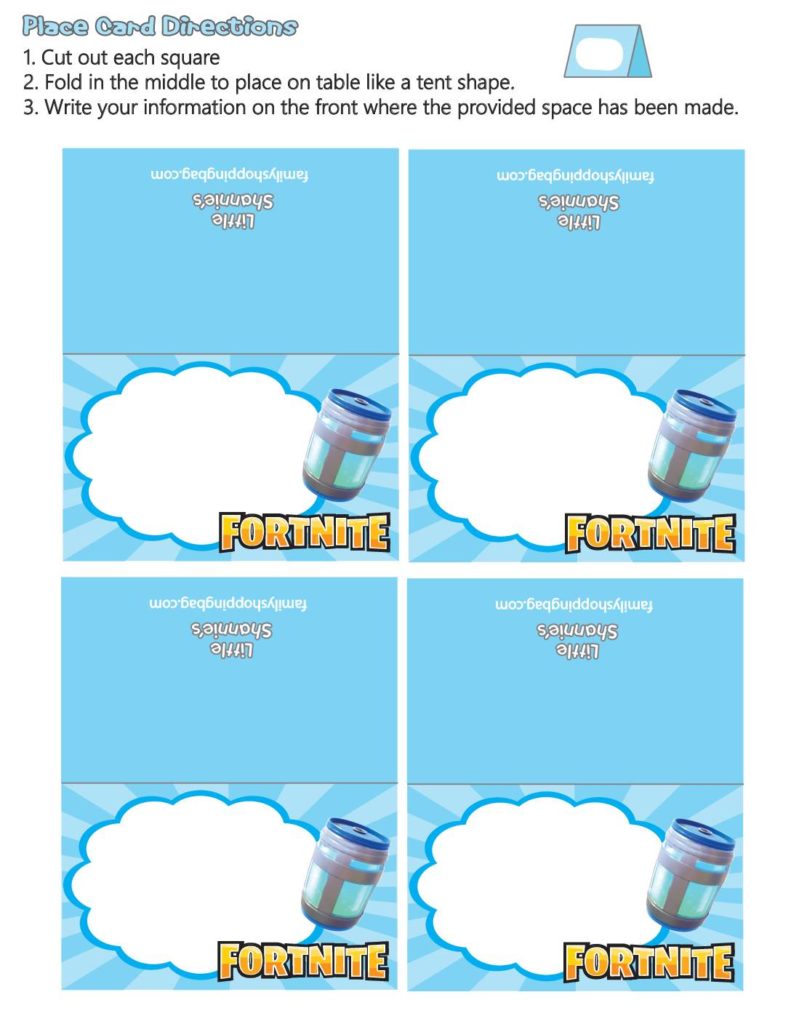 Place Cards Fortnite  pdf