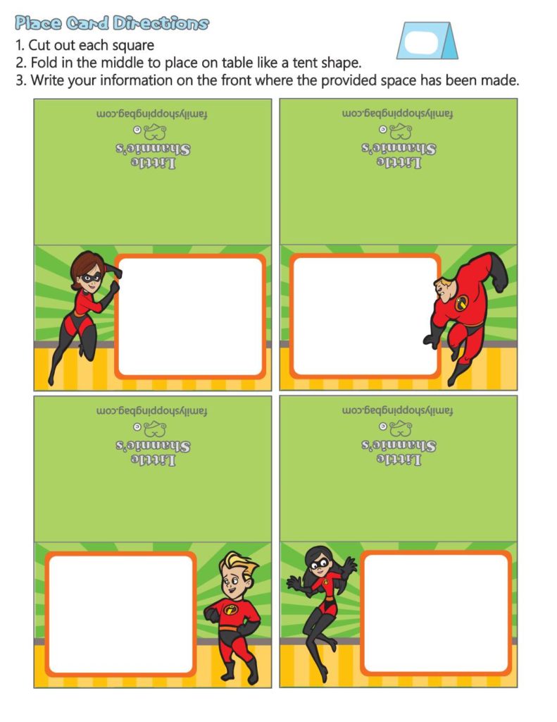 Place Cards Incredibles  pdf