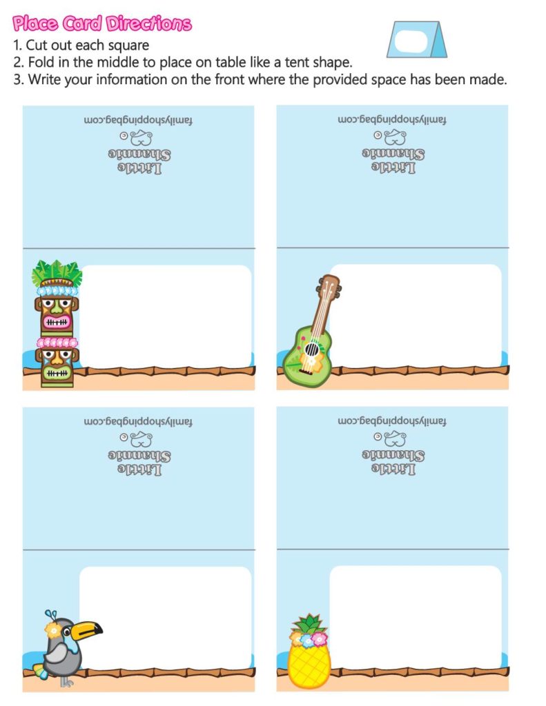 Place Cards Luau  pdf
