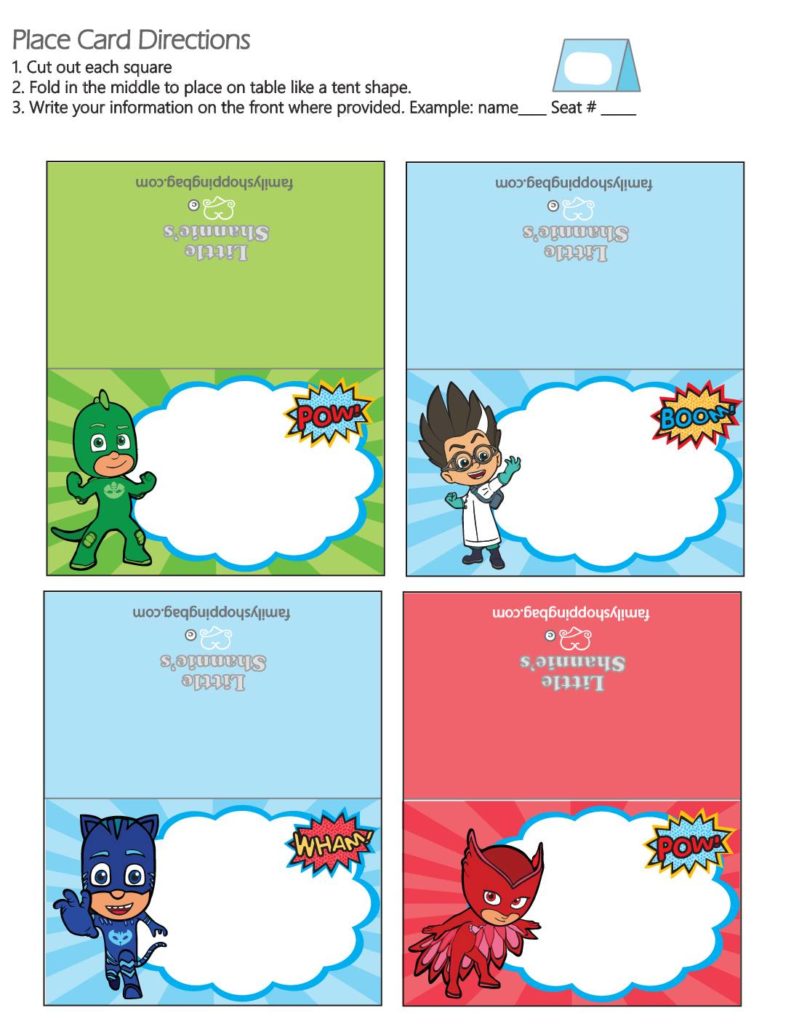 Place Cards Masks  pdf