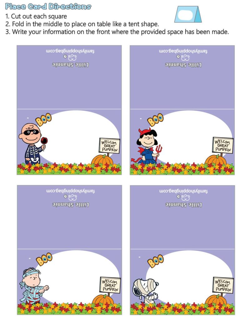 Place Cards Peanuts Halloween  pdf