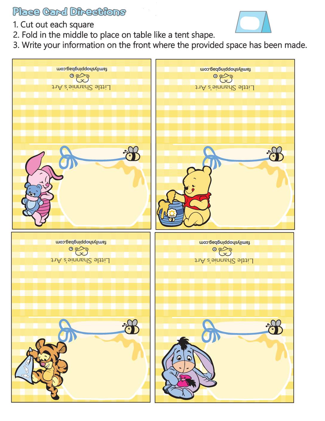 Place Cards Pooh Baby Shower Place Cards