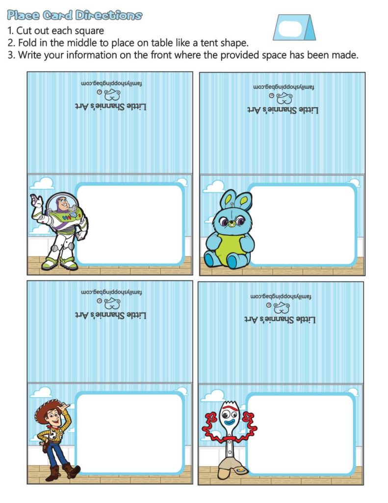 Place Cards Toy Story  pdf