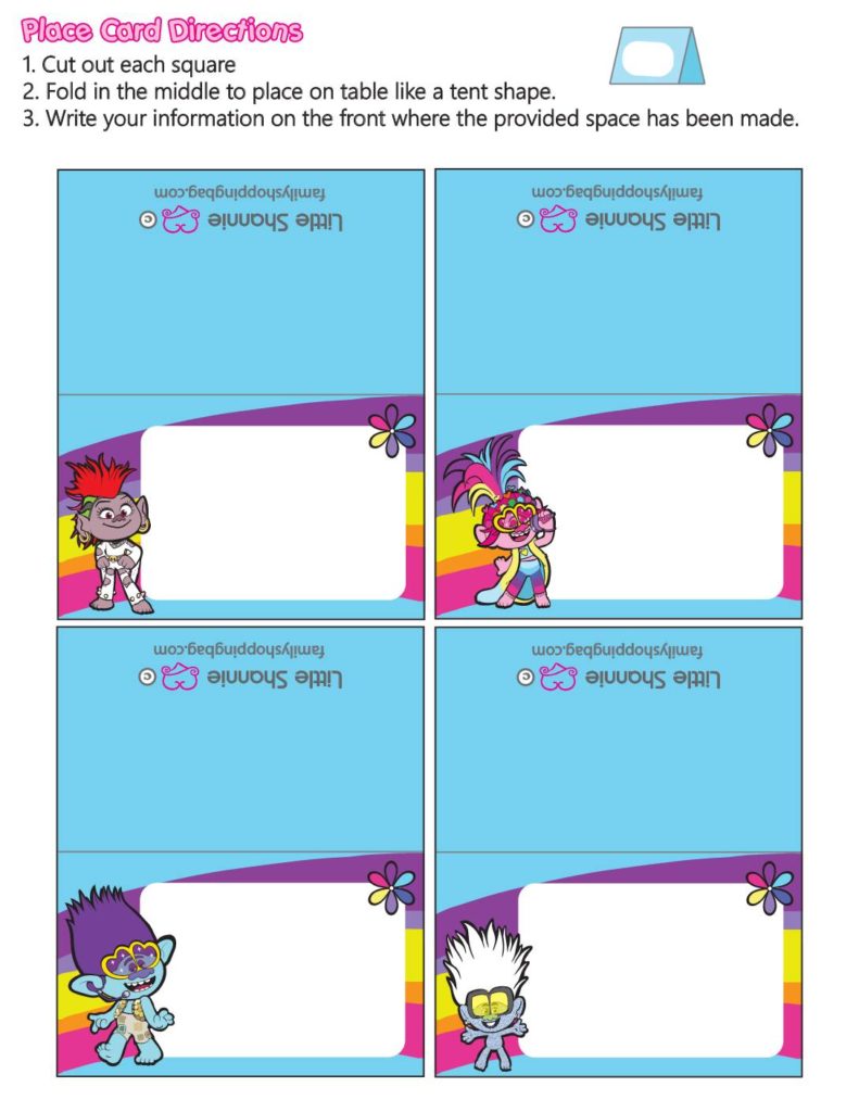 Place Cards Trolls  pdf