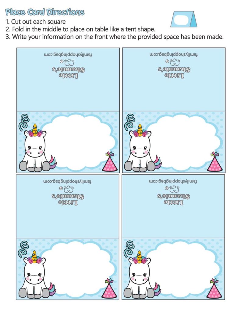 Place Cards Unicorn  pdf