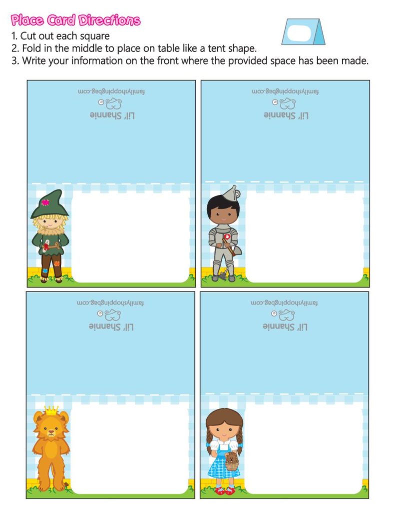 Place Cards Wizard of Oz  pdf