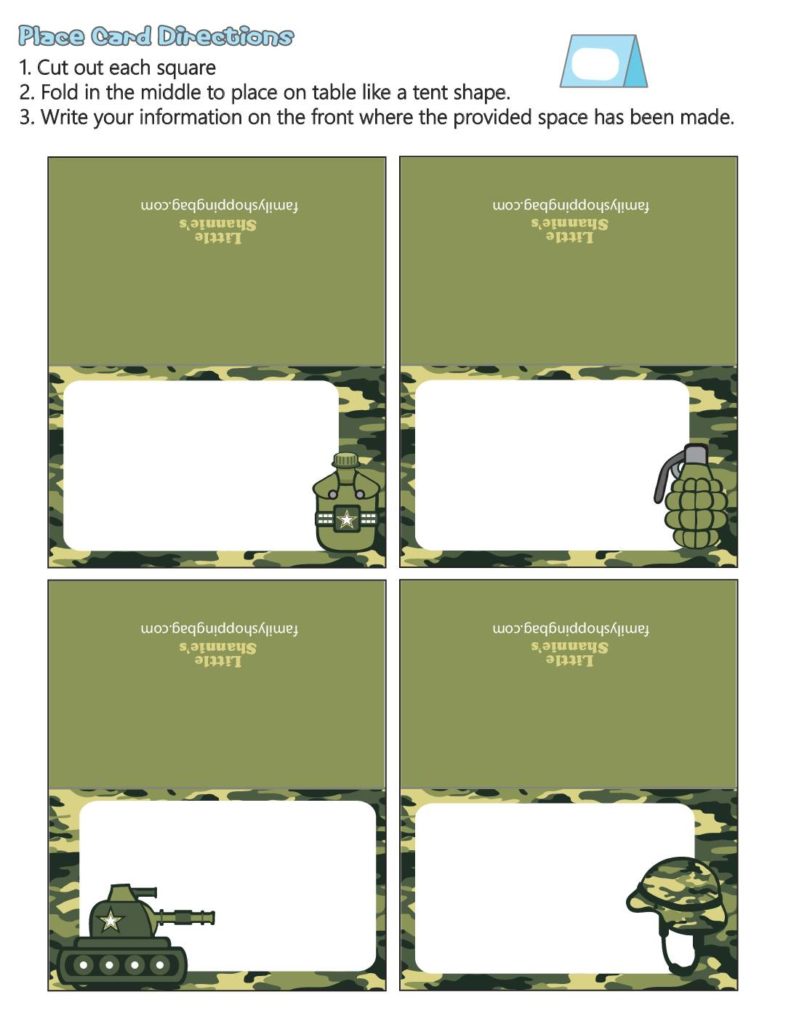 Place Cards army  pdf