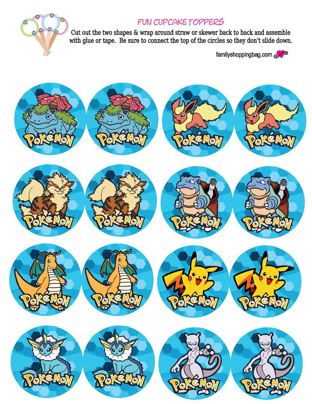 Pokemon Cupcake Toppers Cupcake Wrappers