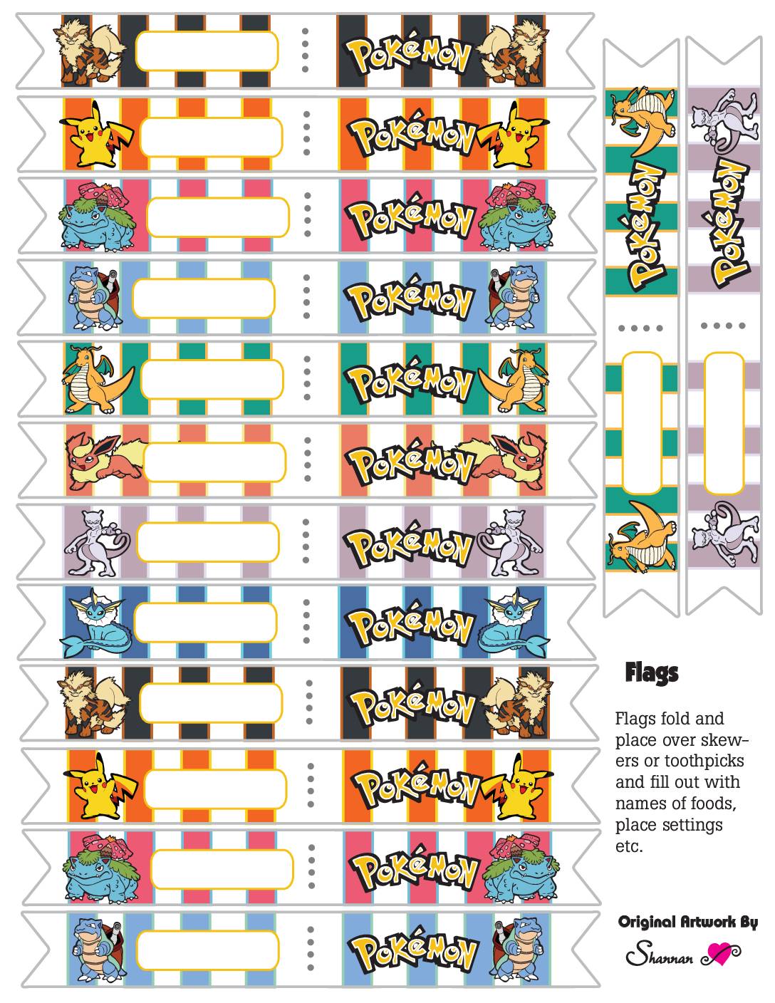 Pokemon Flags Cupcake Wrappers