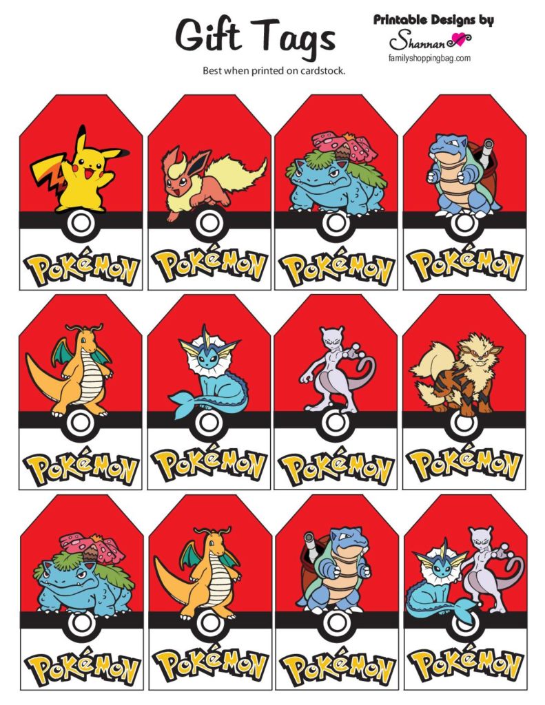 Pokemon Gift Tags  pdf