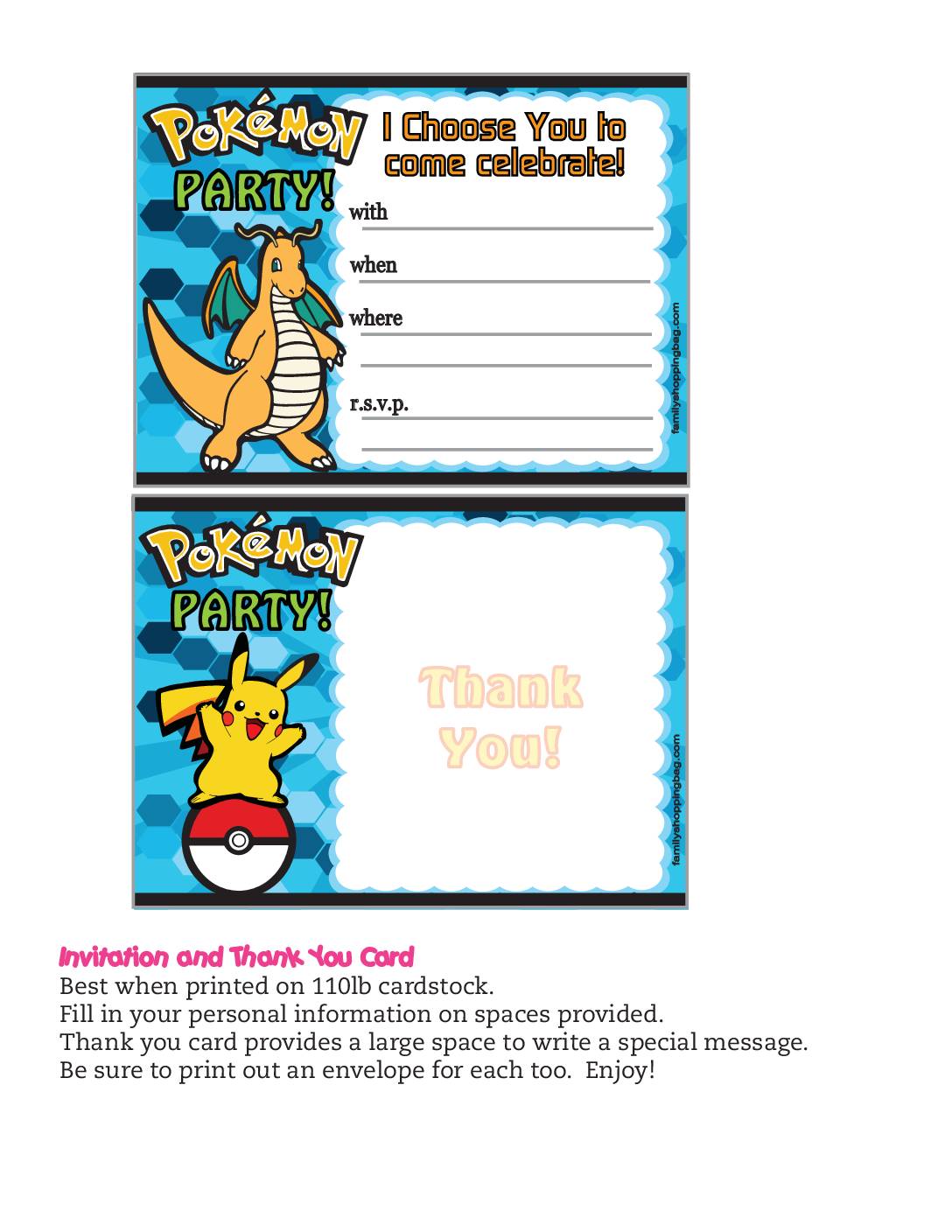Pokemon Invitation Invitations
